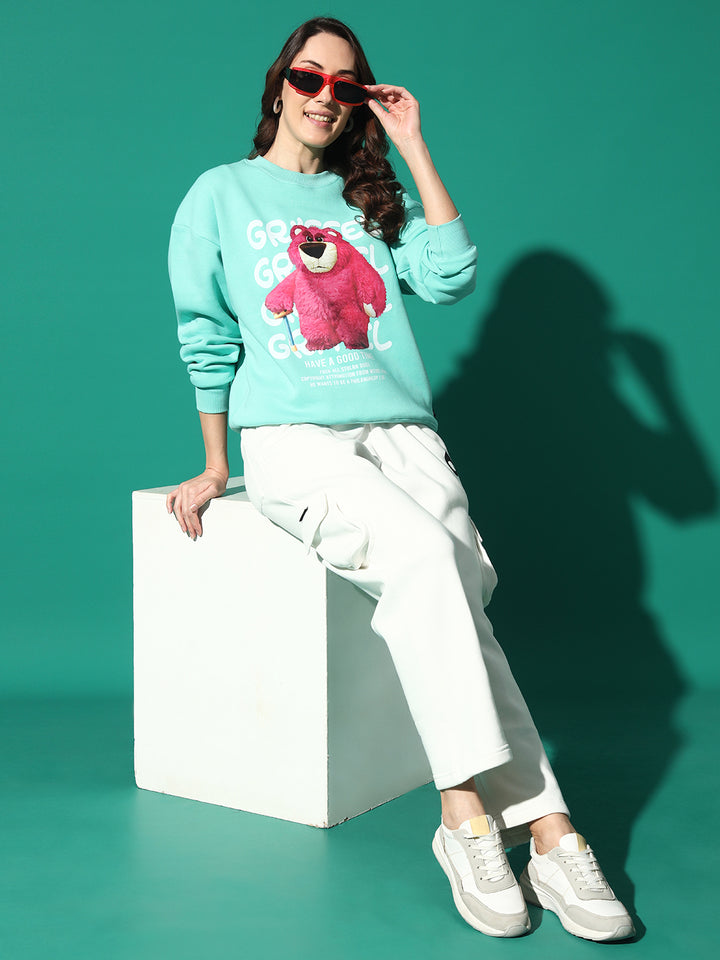 FULL TEDDY BEAR Round Neck Oversized Sweatshirt