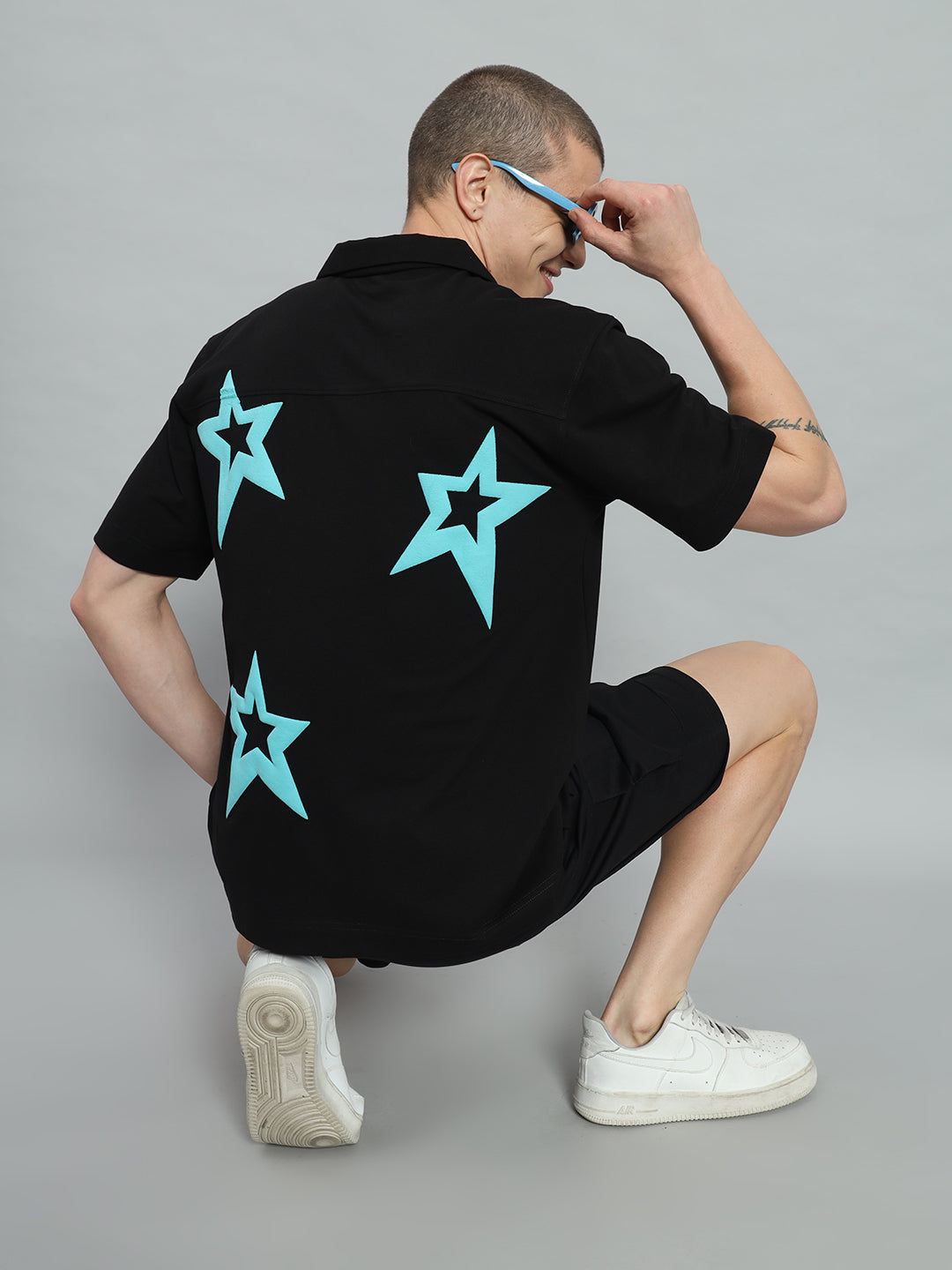 GRIFFEL Star Printed Regular Fit Bowling Shirt