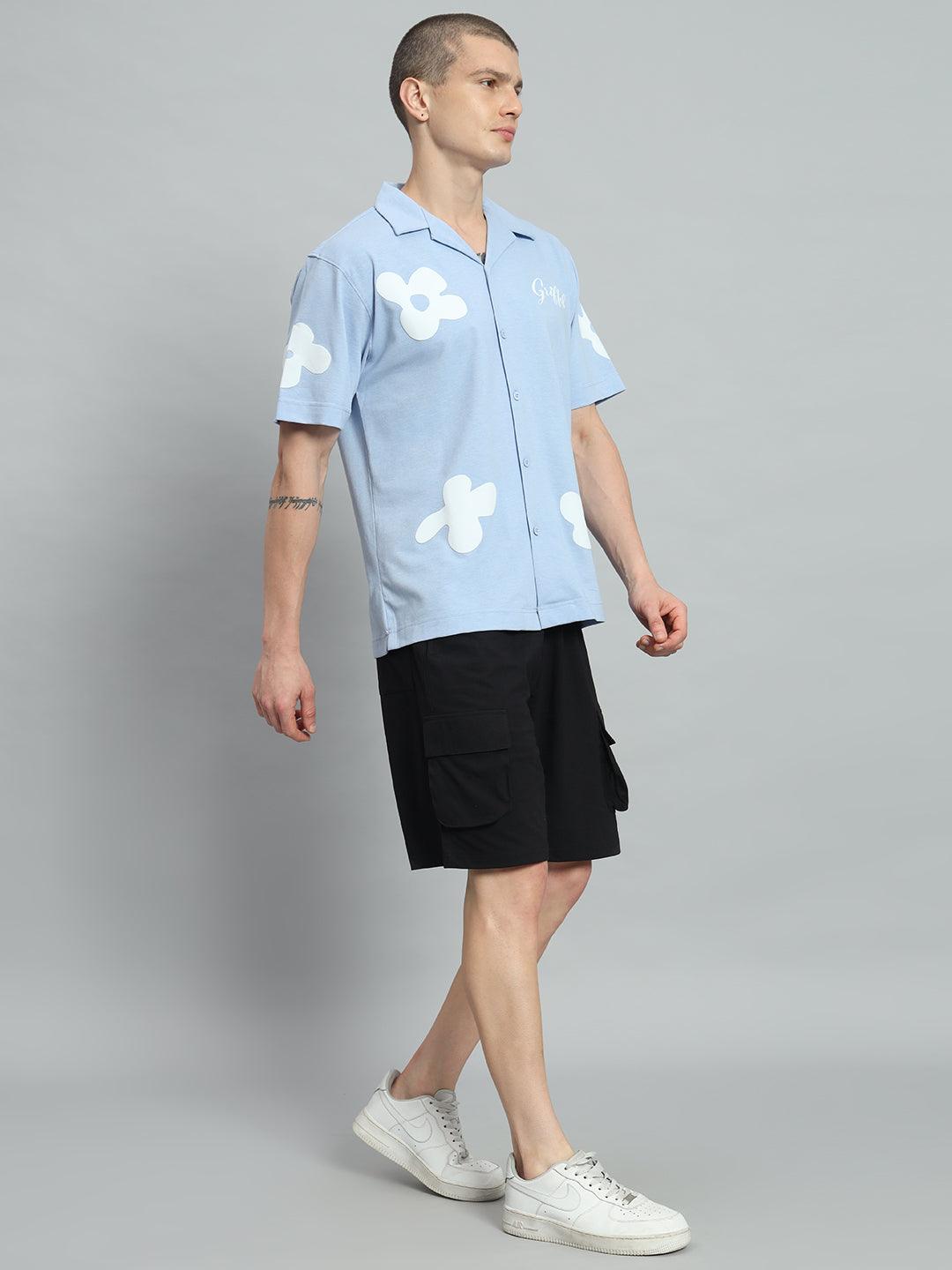 GRIFFEL Flower Printed Regular Fit Bowling Shirt