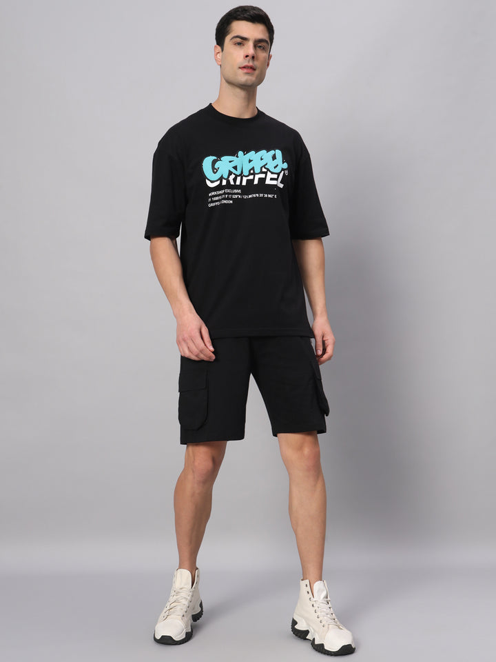 PUFF LOGO Drop Shoulder Oversized T-shirt - griffel