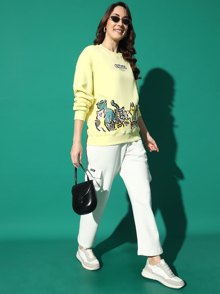 EMOJI CATS Round Neck Oversized Sweatshirt