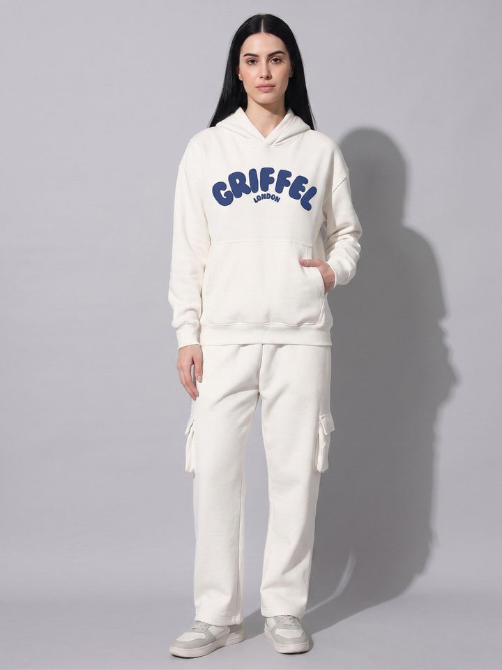 Women's Oversized Graphic Print New Born Logo Hoodie