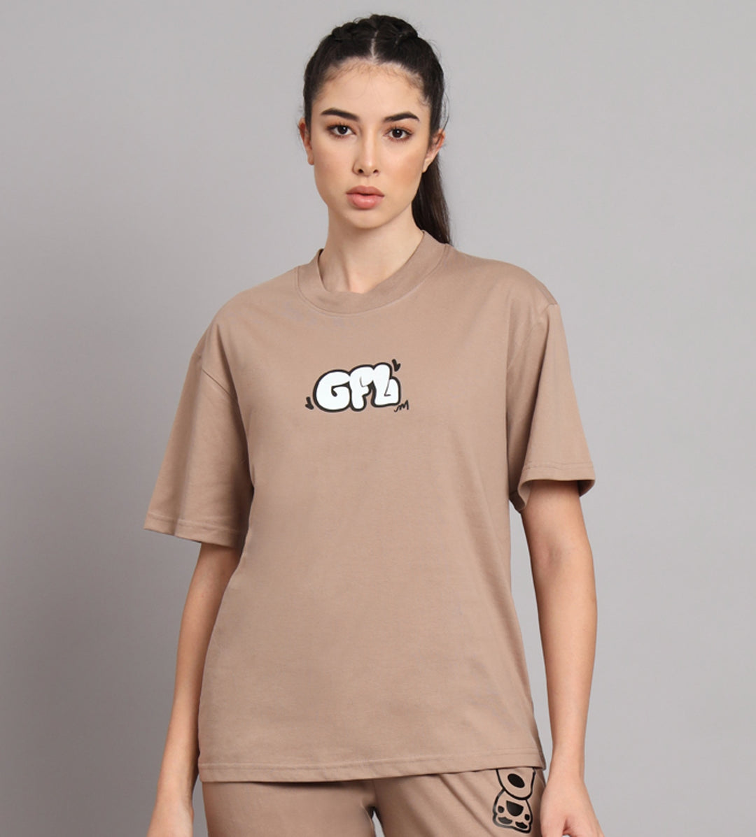 GRIFFEL Women WRLDWIDE oversized drop shoulder Camel T-shirt - griffel