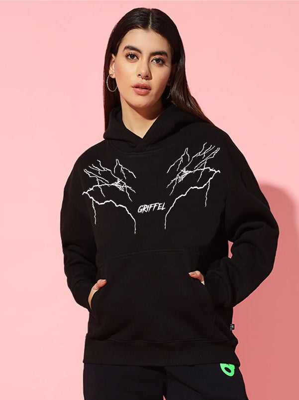 Electric Energy Oversized Cotton Fleece Black Hoodie ⚡️