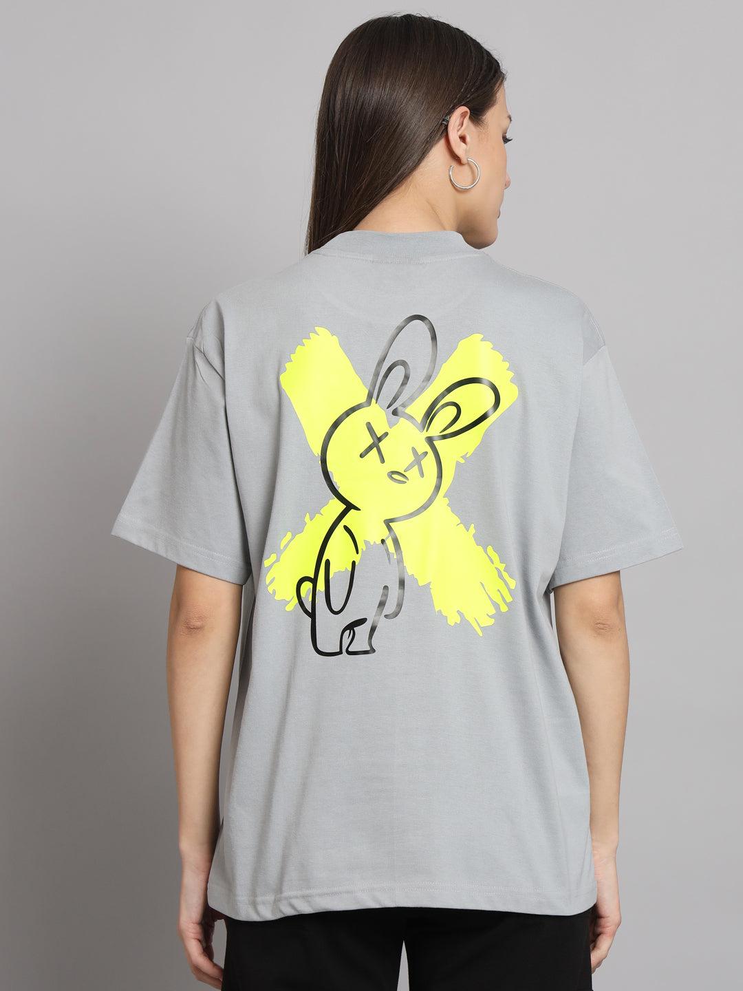 Cross Bunny Drop Shoulder Oversized T-shirt