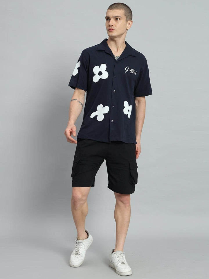 GRIFFEL Printed Bowling Shirt and Shorts Set