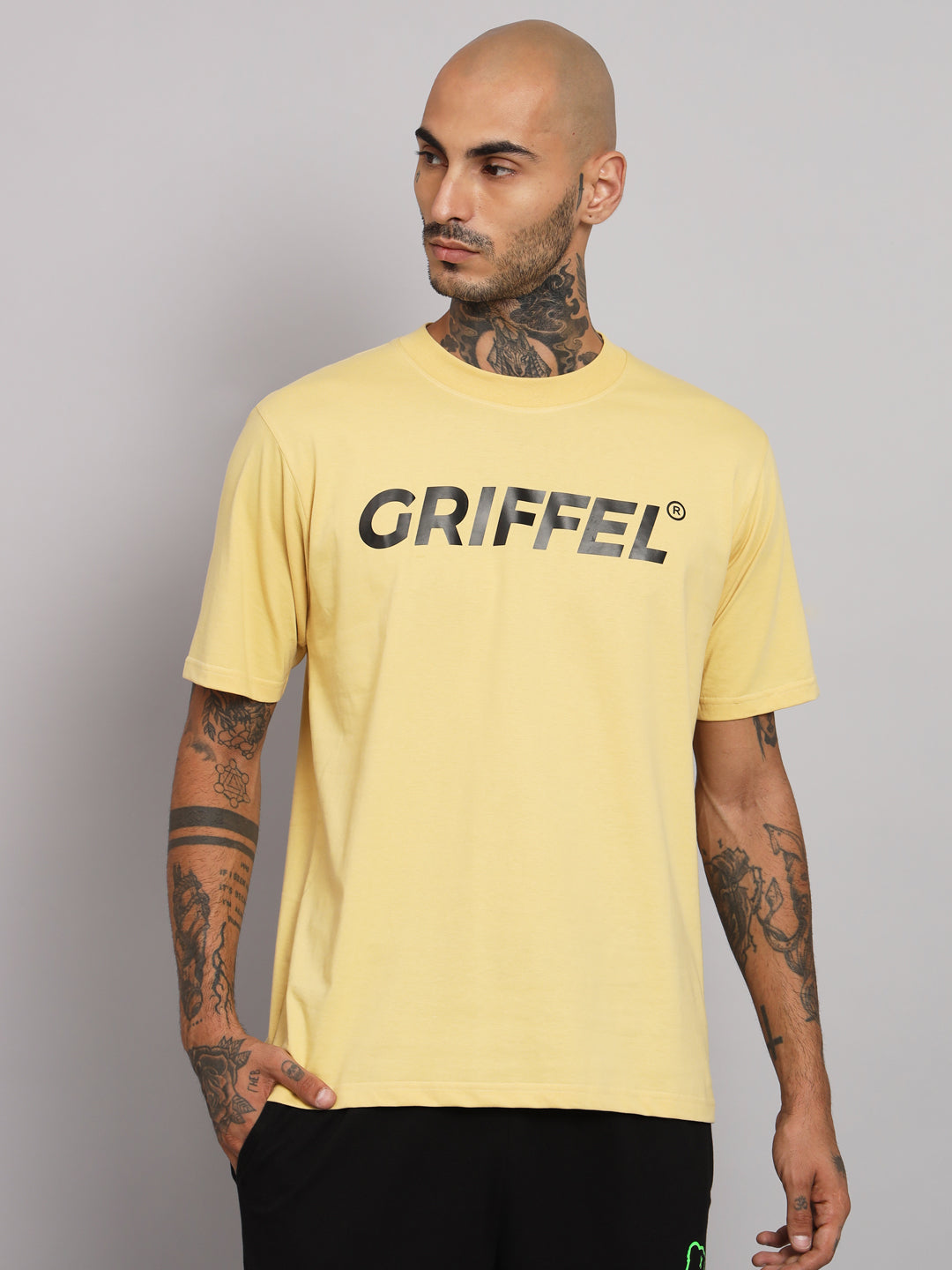 GRIFFEL Men Printed Yellow Loose fit T-shirt - griffel