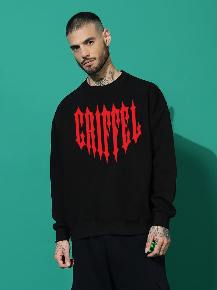 Flamecore Oversized black Cotton Fleece round neck Sweatshirt 🔥