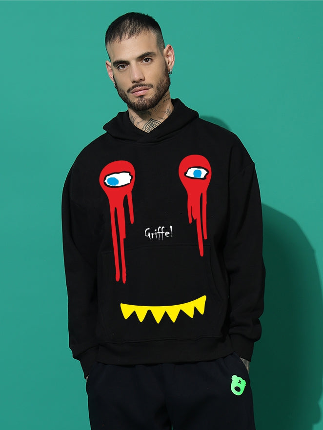 Street Monster Oversized Black Cotton Fleece Hoodie 😈