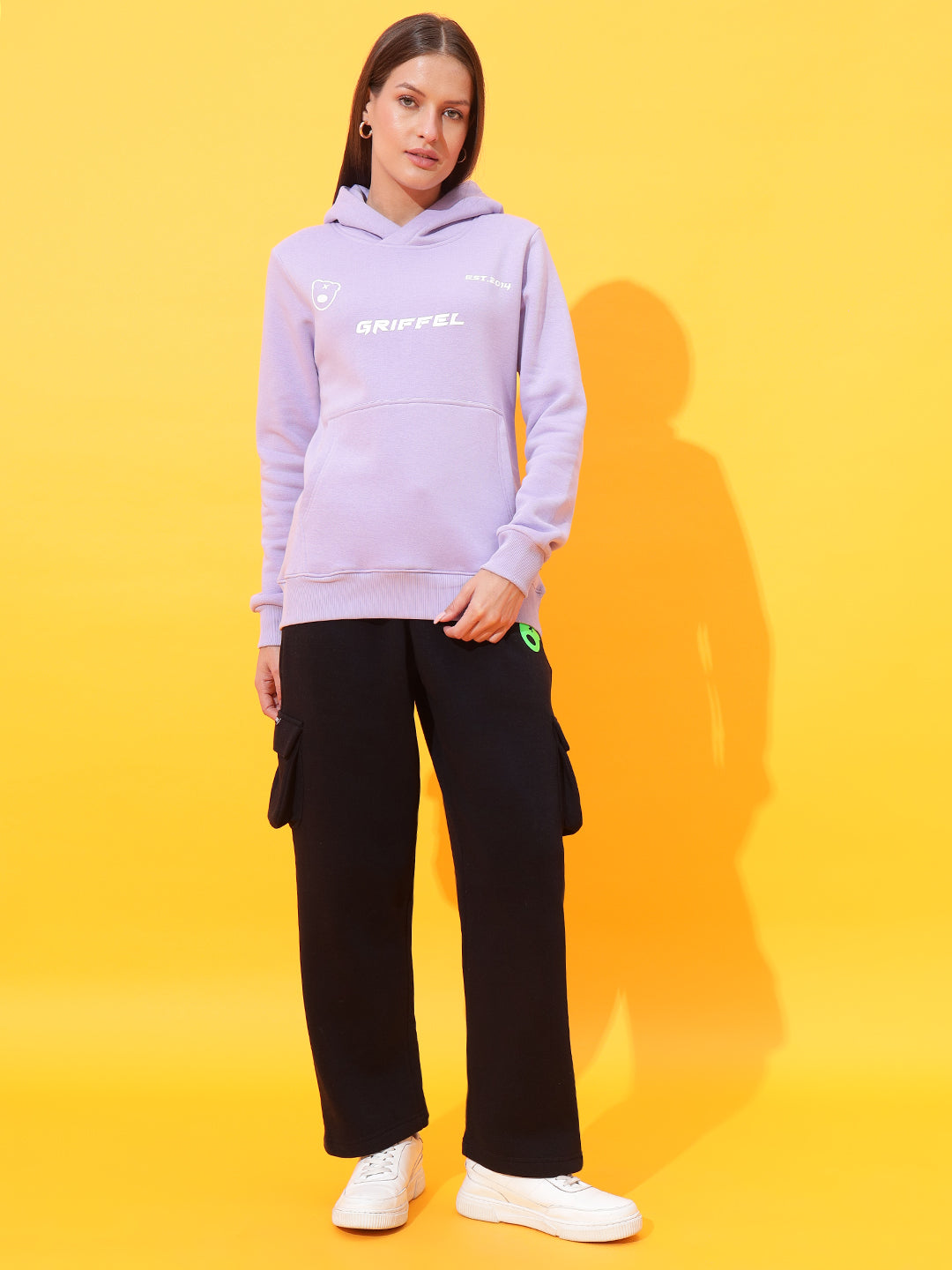 Est 2014 lavender Oversized Hoodie Neck Tracksuit