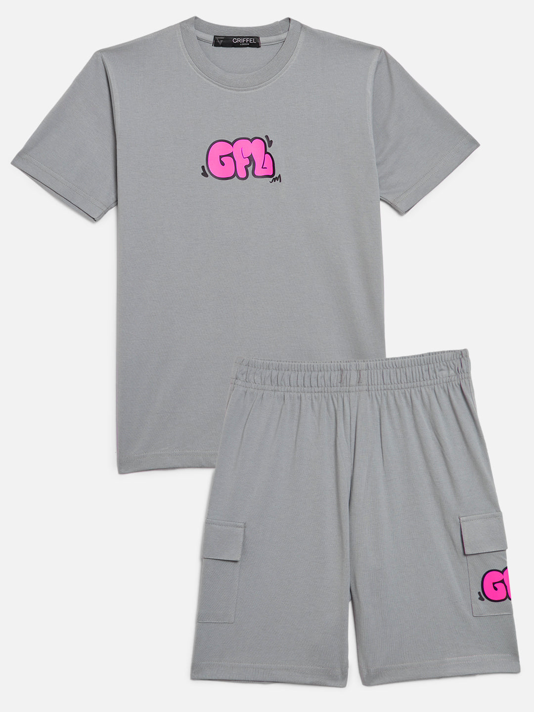 GRIFFEL Boys Kids Steel Grey Co-Ord T-shirt and Short Set - griffel