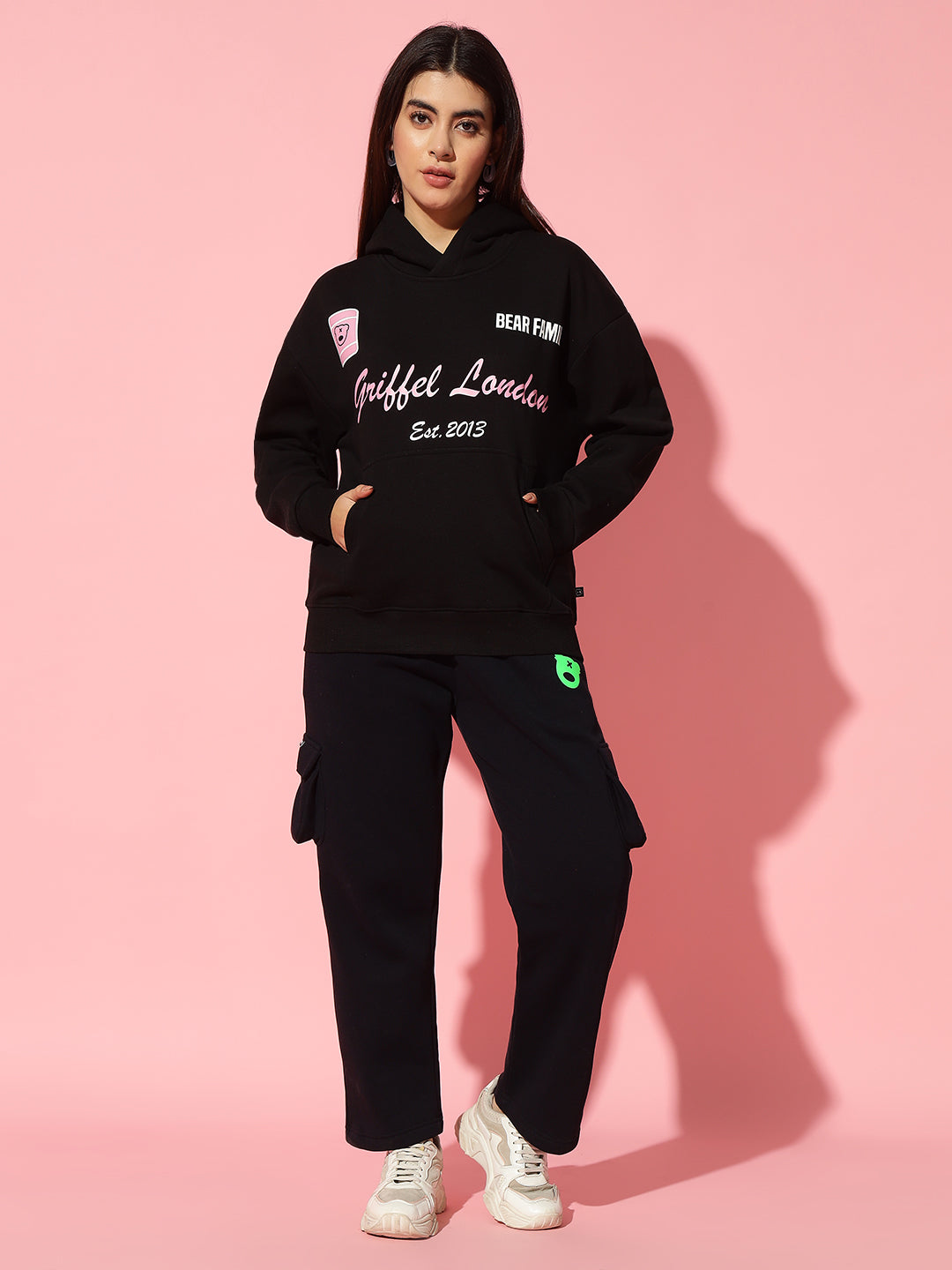 Est 2014 black Oversized Round Neck Tracksuit