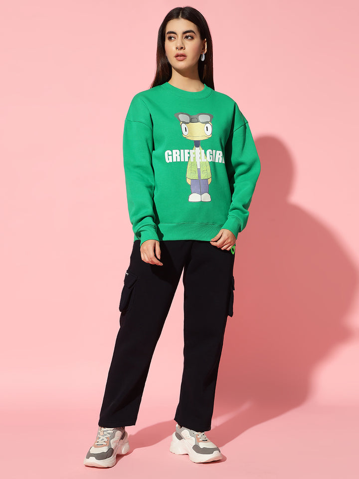 Griffel Girl green Oversized Round Neck Tracksuit