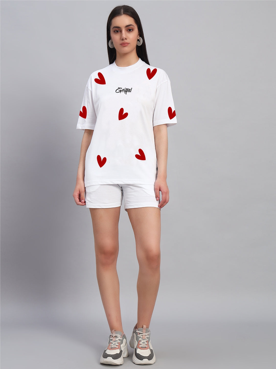 All Over Heart OVERSIZED Cotton T-SHIRT