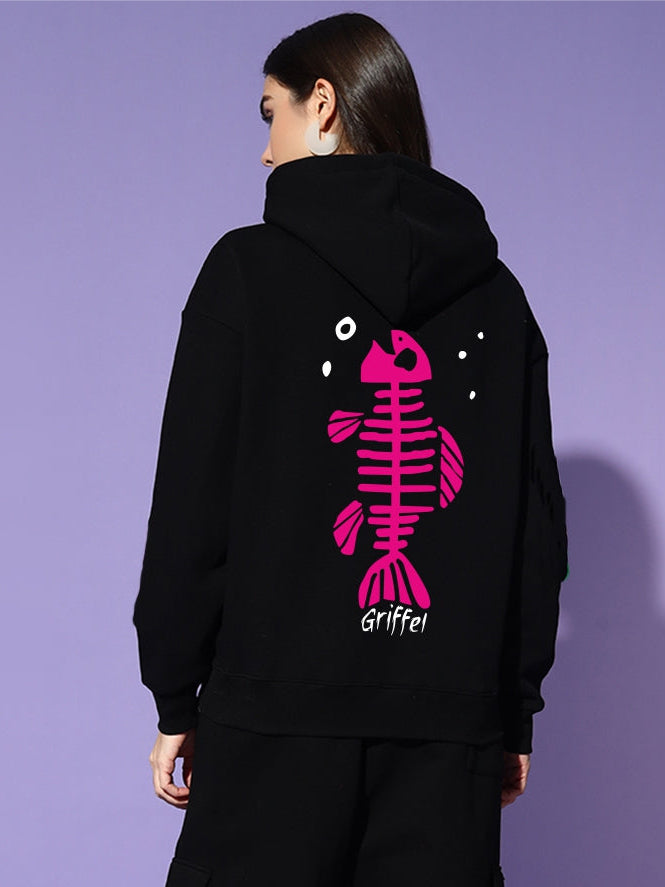 Fisherwomen Oversized Cotton Fleece Black Hoodie 🐟