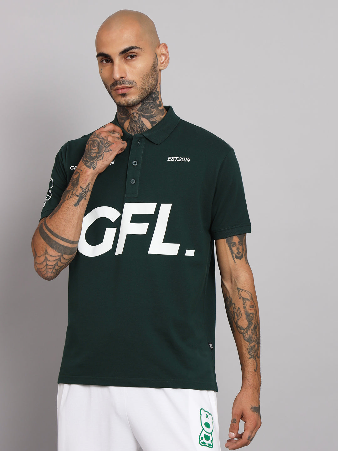 GRIFFEL Men's Green Cotton Polo T-shirt - griffel