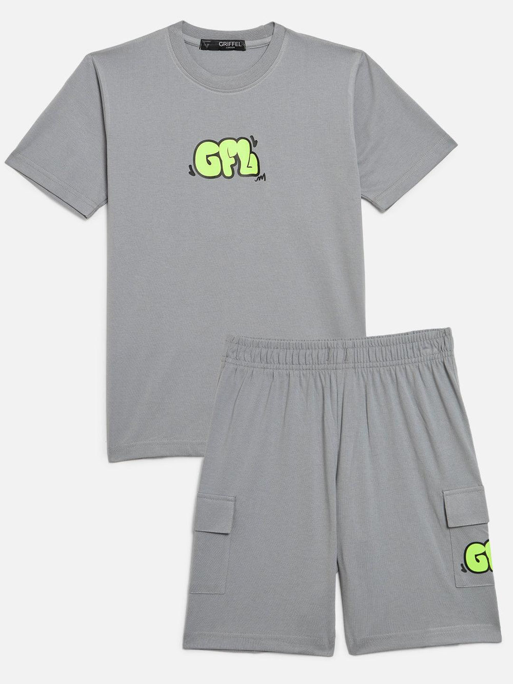 GRIFFEL Boys Kids Steel Grey Co-Ord T-shirt and Short Set - griffel