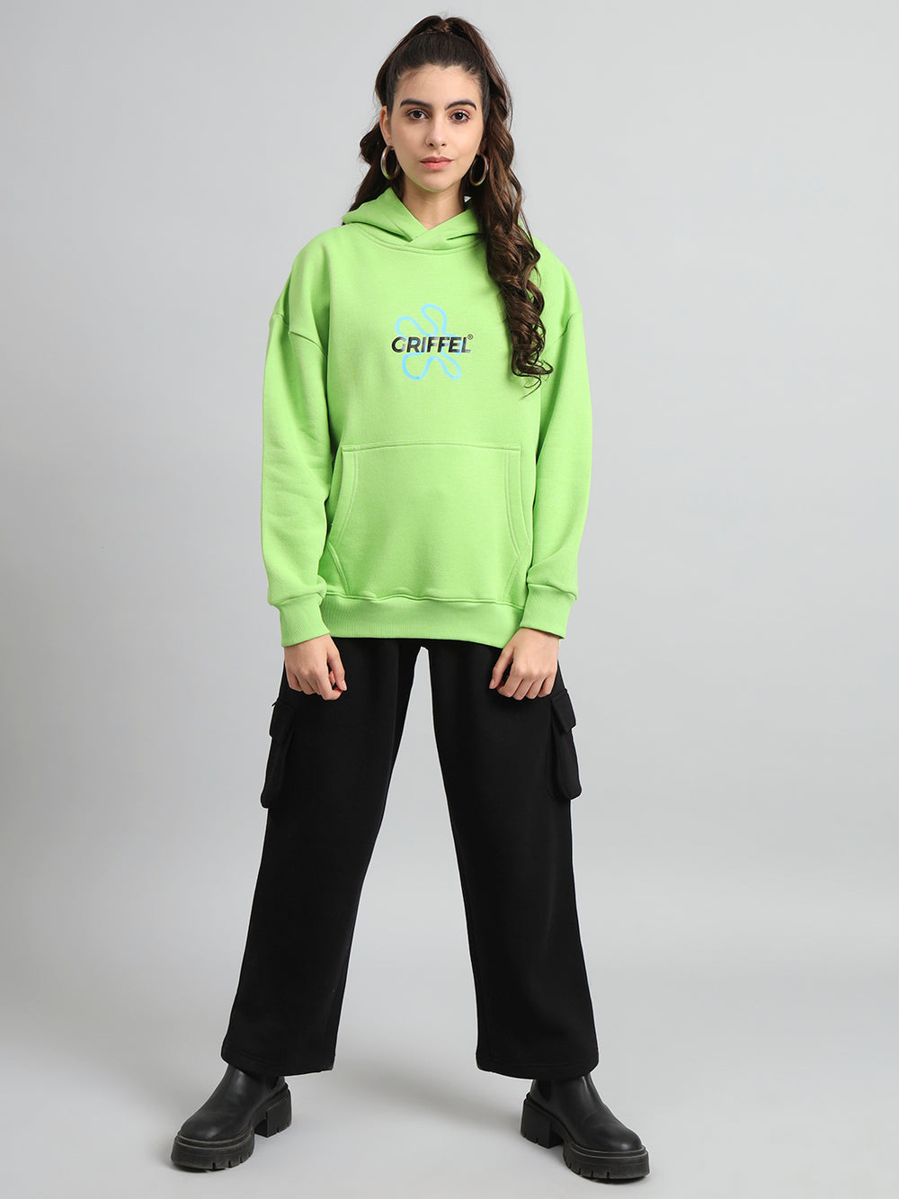 Griffel Women Oversized Fit No One Saves You Parrot 100% Cotton Fleece Hoodie and trackpant - griffel