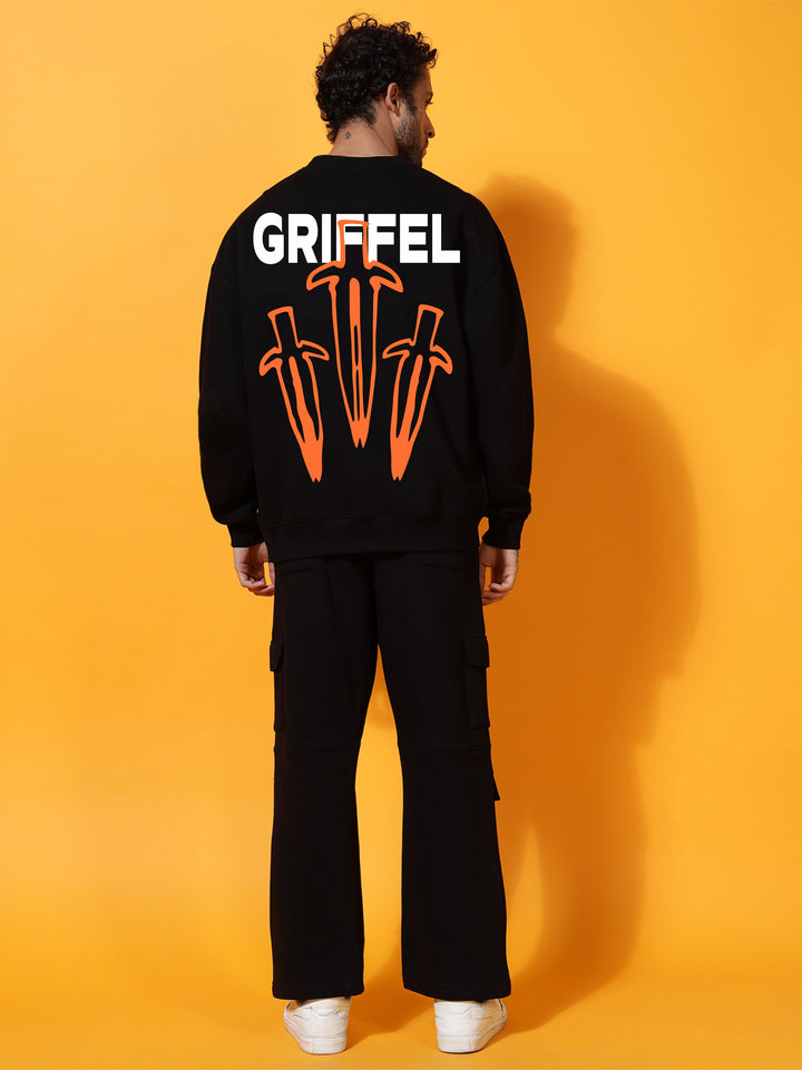 Dagger Strike Oversized black Cotton Fleece round neck Sweatshirt 🗡️
