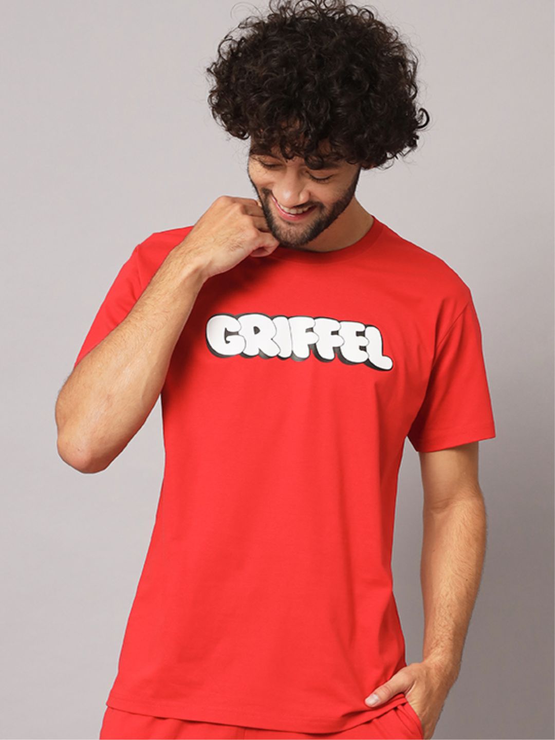 GRIFFEL Men Printed Red Regular fit T-shirt - griffel