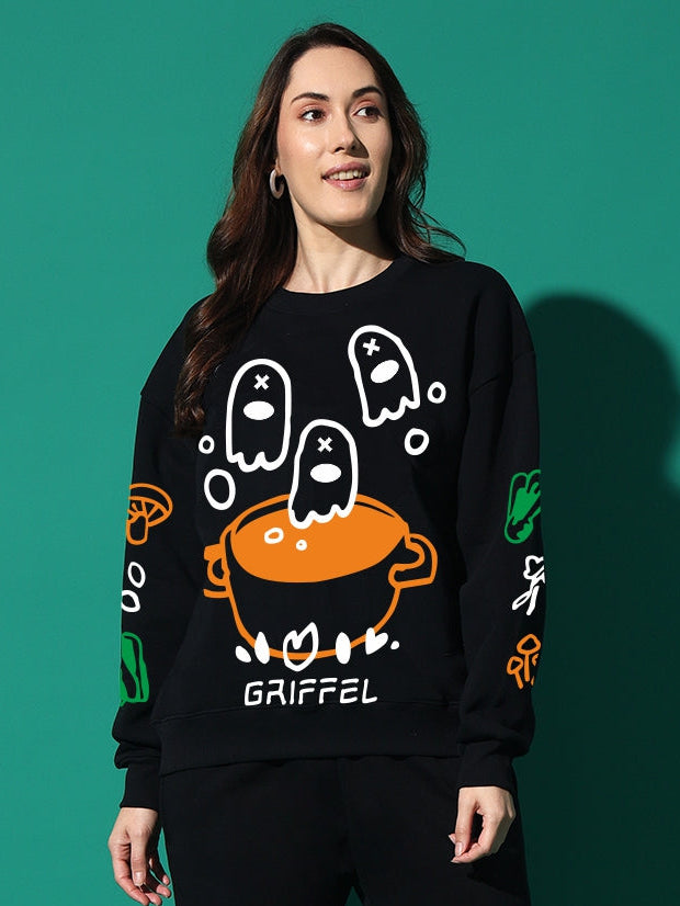 Soul Soup Cotton Fleece Black round neck Sweatshirt 🍜