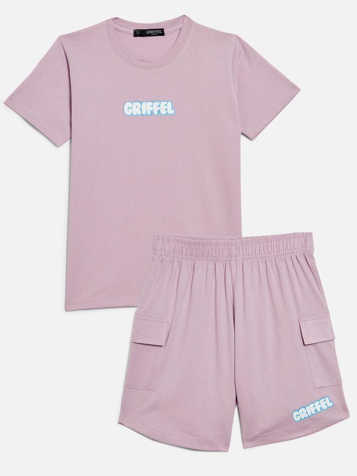 GRIFFEL Girls Kids Light Purplel Co-Ord T-shirt and Short Set - griffel