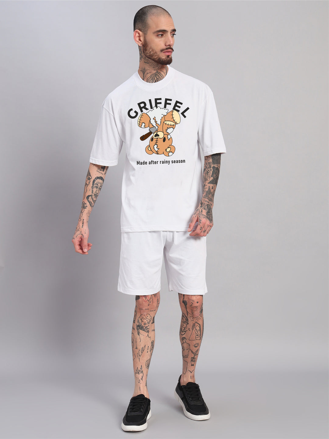 Teddy in Rain OVERSIZED Cotton T-SHIRT 🌧️
