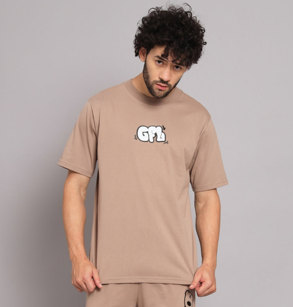 GRIFFEL Men Camel WORLDWIDE Oversized T-shirt - griffel