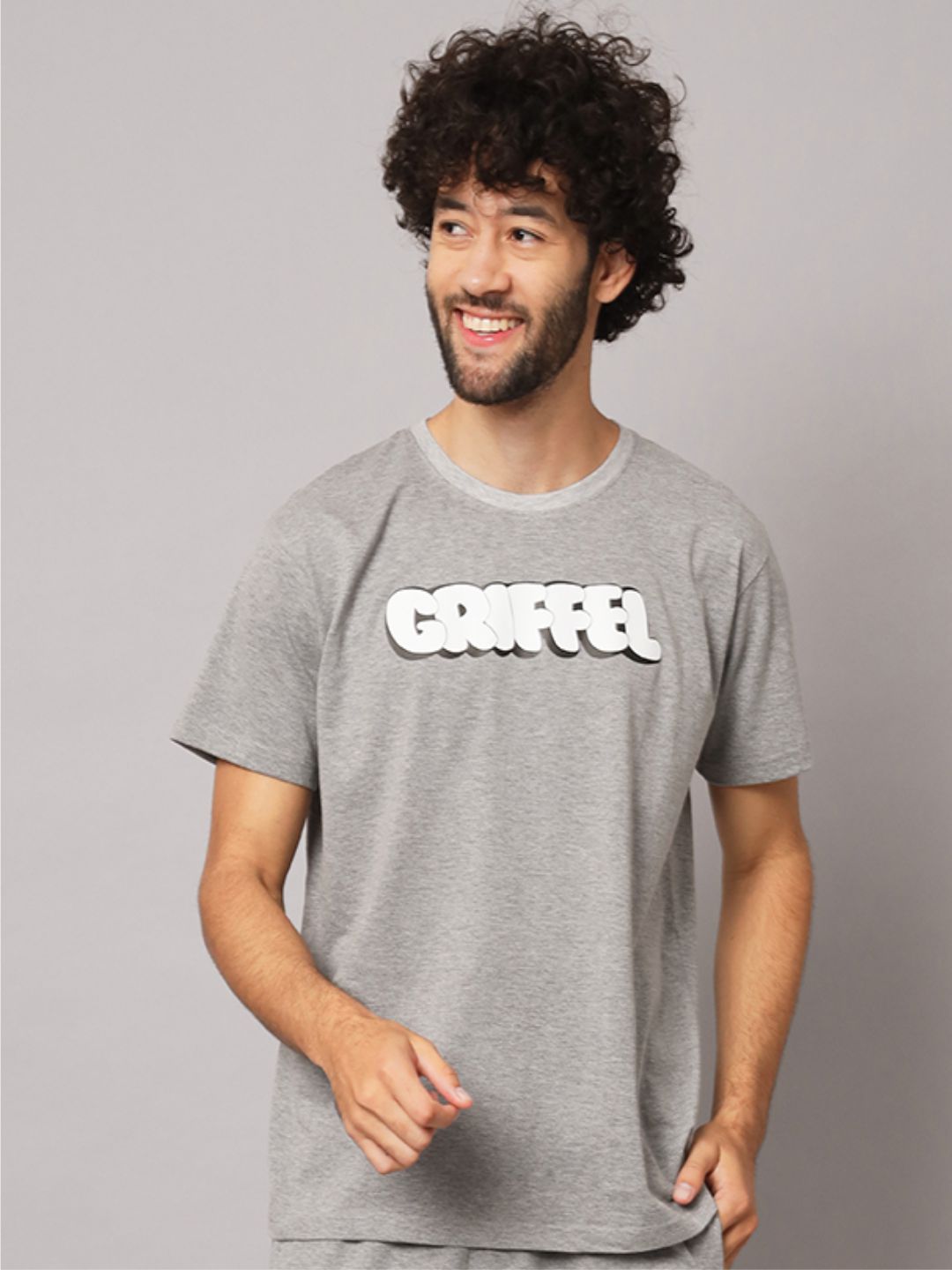 GRIFFEL Men Printed Grey Regular fit T-shirt - griffel