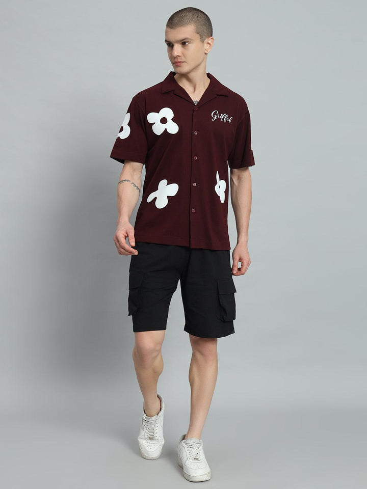 GRIFFEL Printed Bowling Shirt and Shorts Set