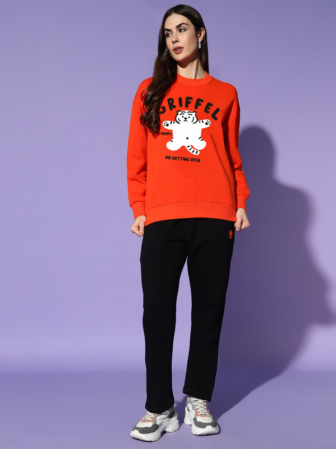 HAPPY TIGER oversized cotton fleece tracksuit