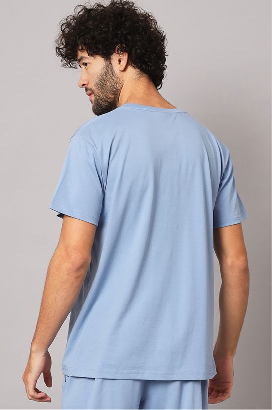GRIFFEL Men Sky Blue Bubble Logo oversized T-shirt - griffel