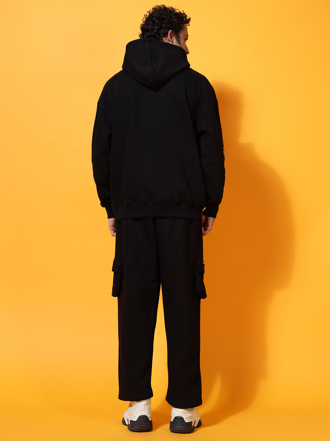 Barcode  black oversized Cotton Fleece Hoodie