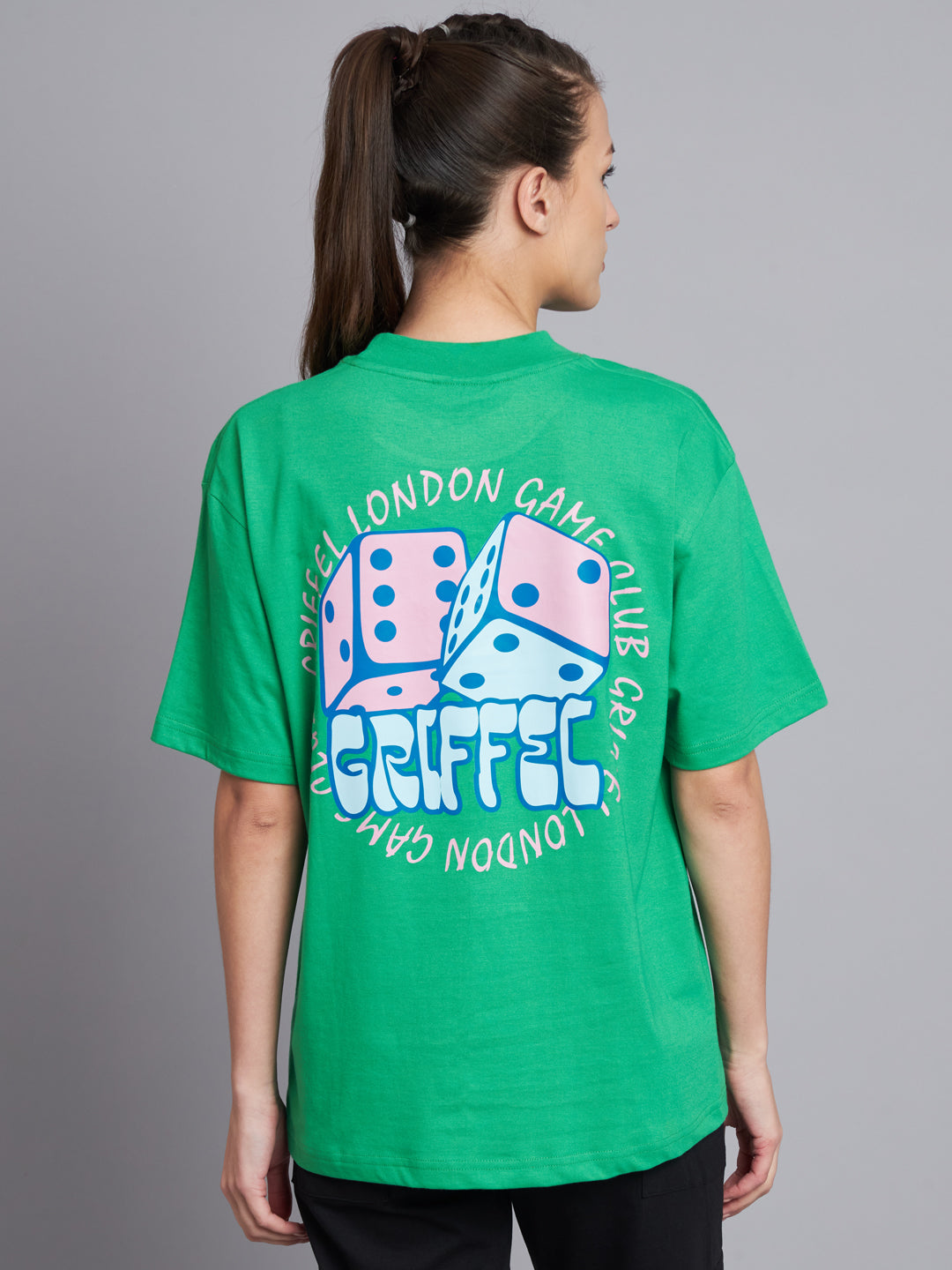 GRIFFEL Women's DICE oversized Drop Shoulder Neon Green T-shirt - griffel