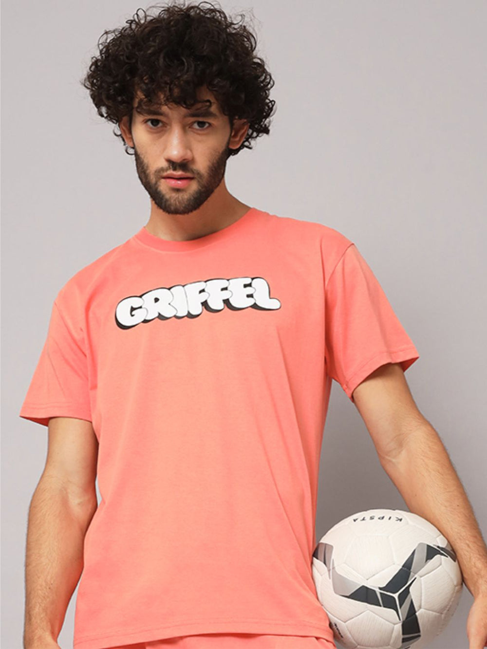 GRIFFEL Men Printed Peach Regular fit T-shirt - griffel
