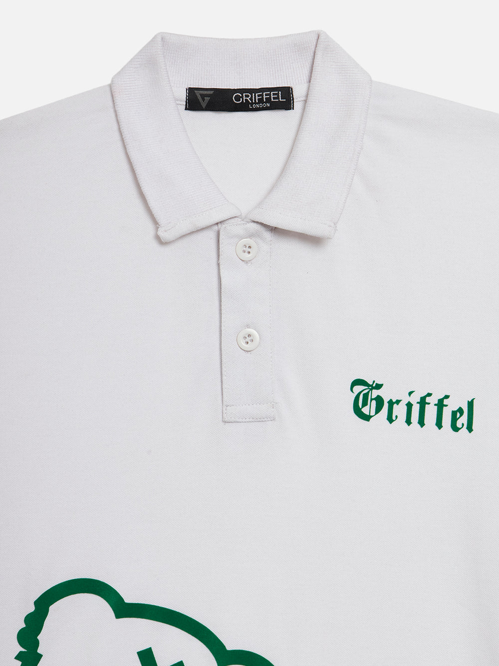 GRIFFEL Boys Kids White Printed Polo T-shirt - griffel