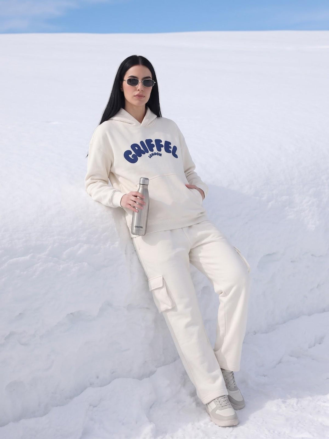 Women's Oversized Graphic Print New Born Logo Hoodie