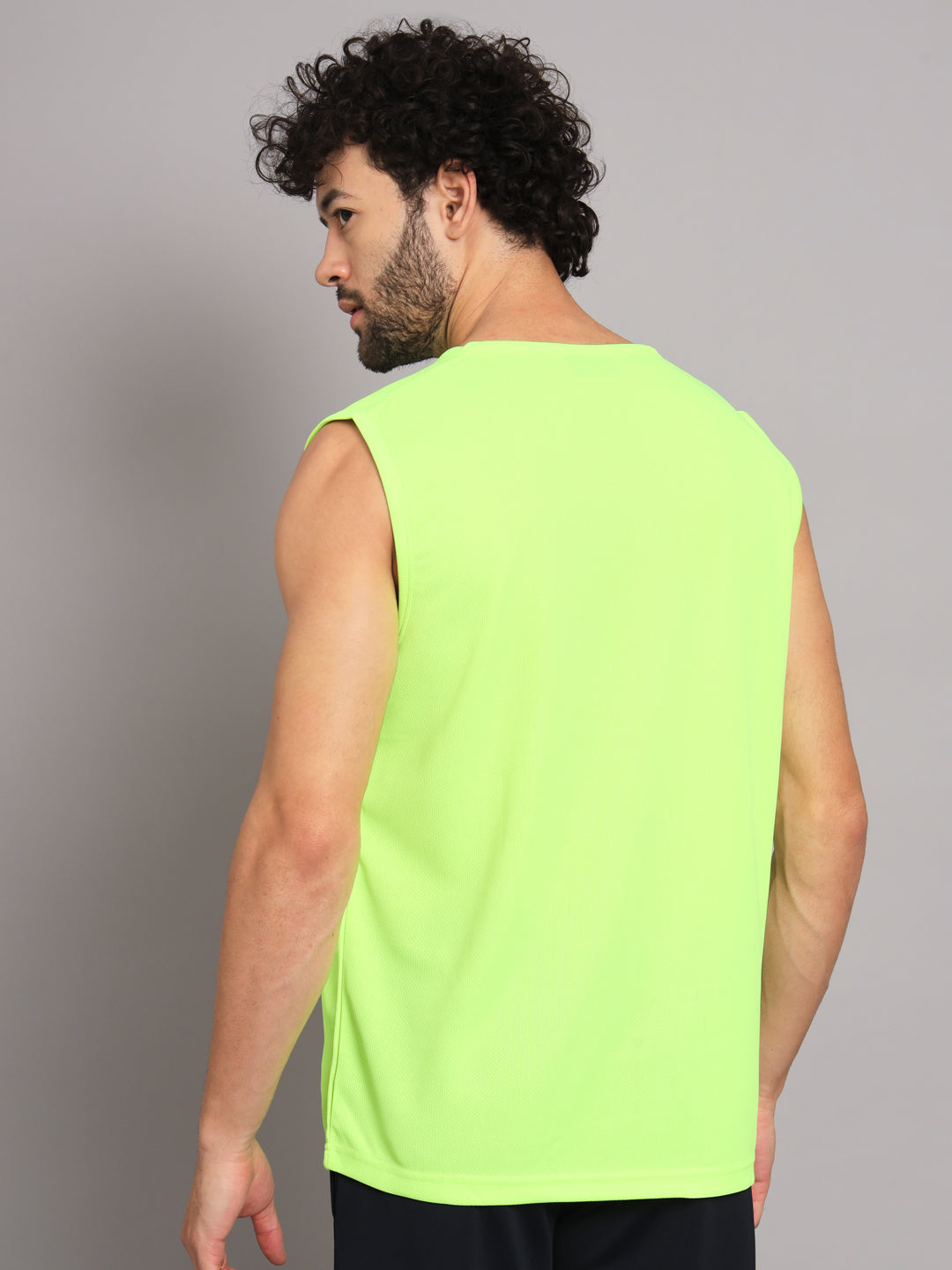 GRIFFEL Men Polyester Neon Green Active Wear Tee's - griffel