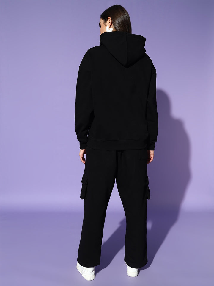 IF YE CAN Oversized Cotton Fleece Black Hoodie 🤜🏾