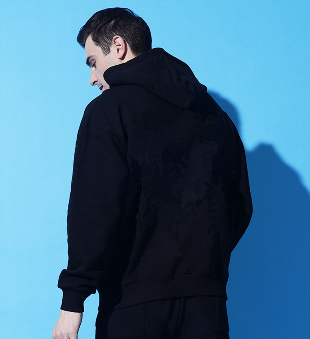 Thunder energy Oversized black Cotton Fleece  Hoodie