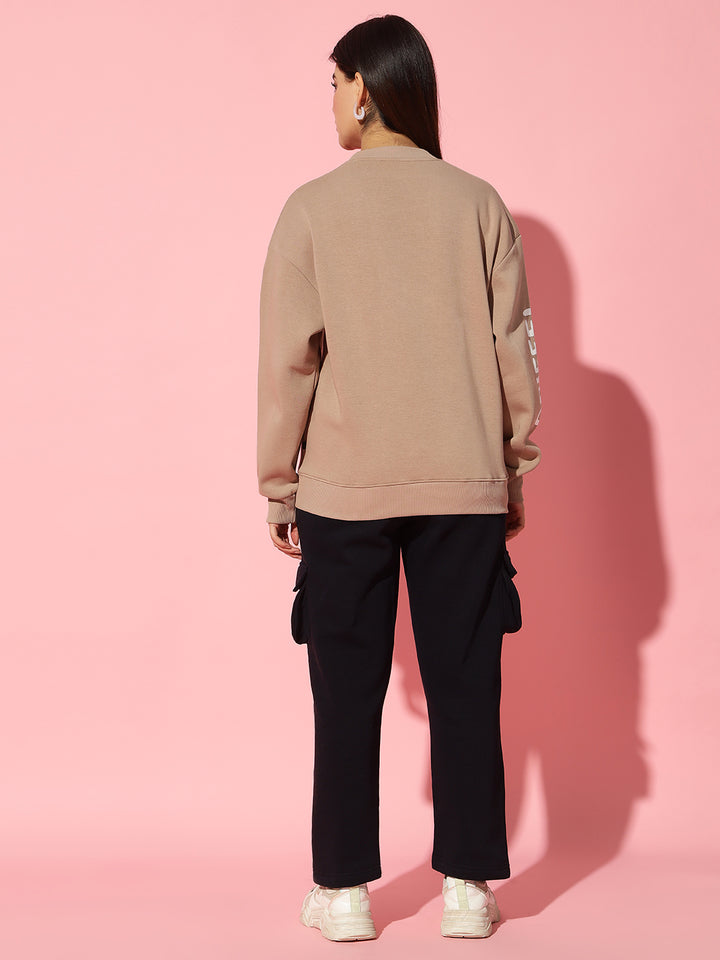 Wierd face beige Oversized Round Neck Tracksuit