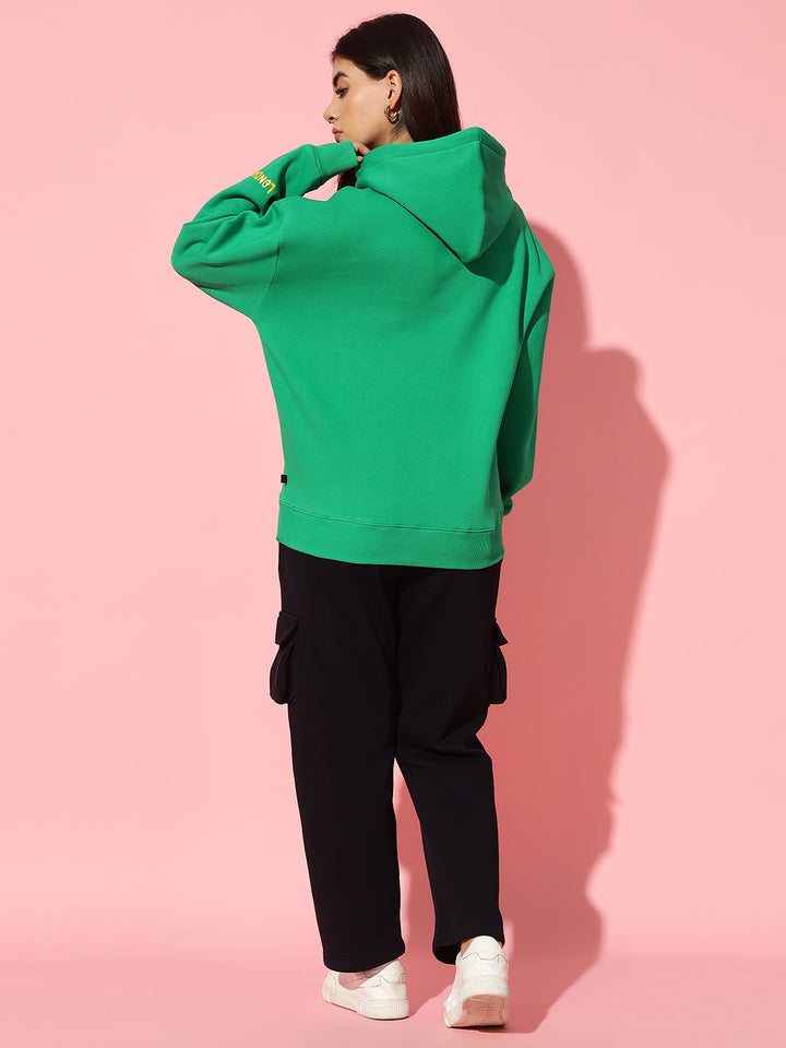 999 star front Green Oversized Hoodie Neck Tracksuit