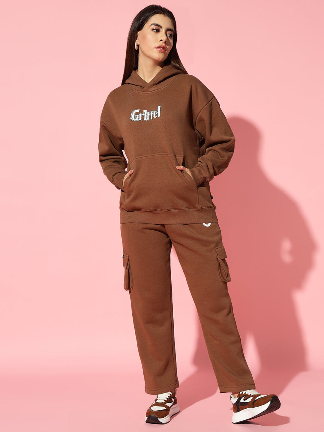 Island Dark brown Oversized Round Neck Tracksuit