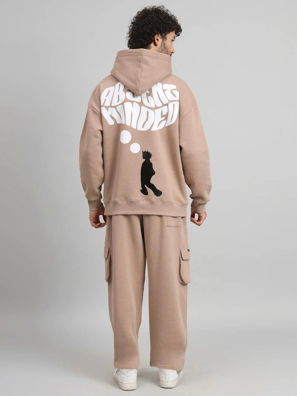 Griffel Men Oversized Fit Absent Minded Print 100% Cotton Fleece Hoodie and trackpant - griffel