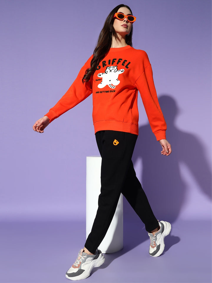 HAPPY TIGER oversized cotton fleece tracksuit