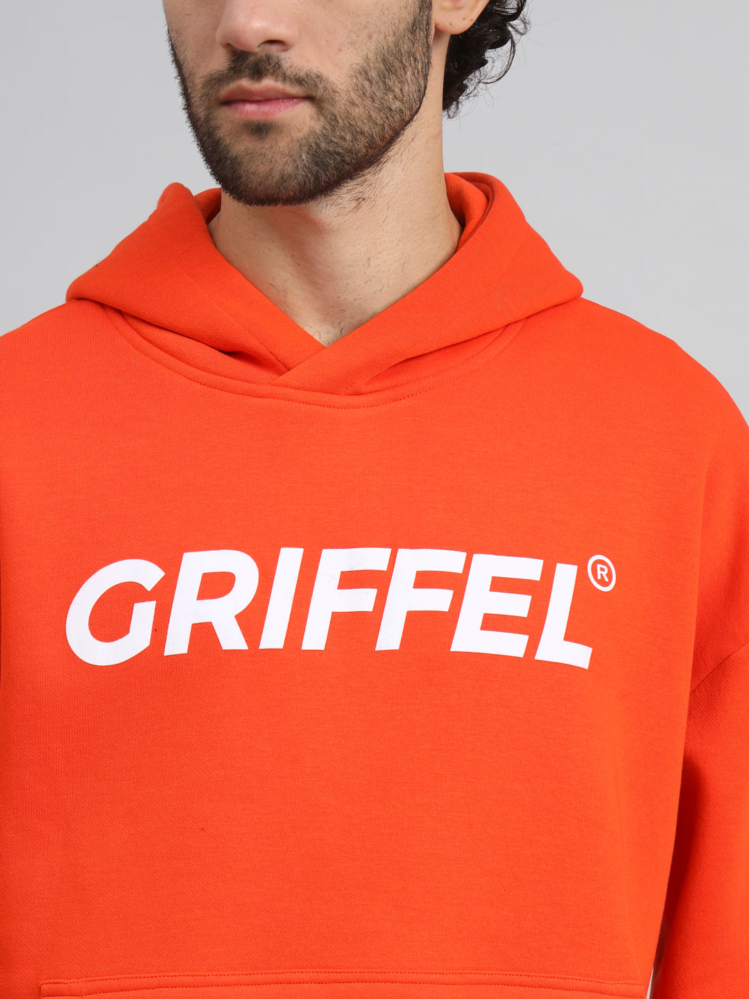 Griffel Men's Front GRIFFEL Logo Fleece Basic Hoodie Neck and Joggers Full set Tracksuit - griffel
