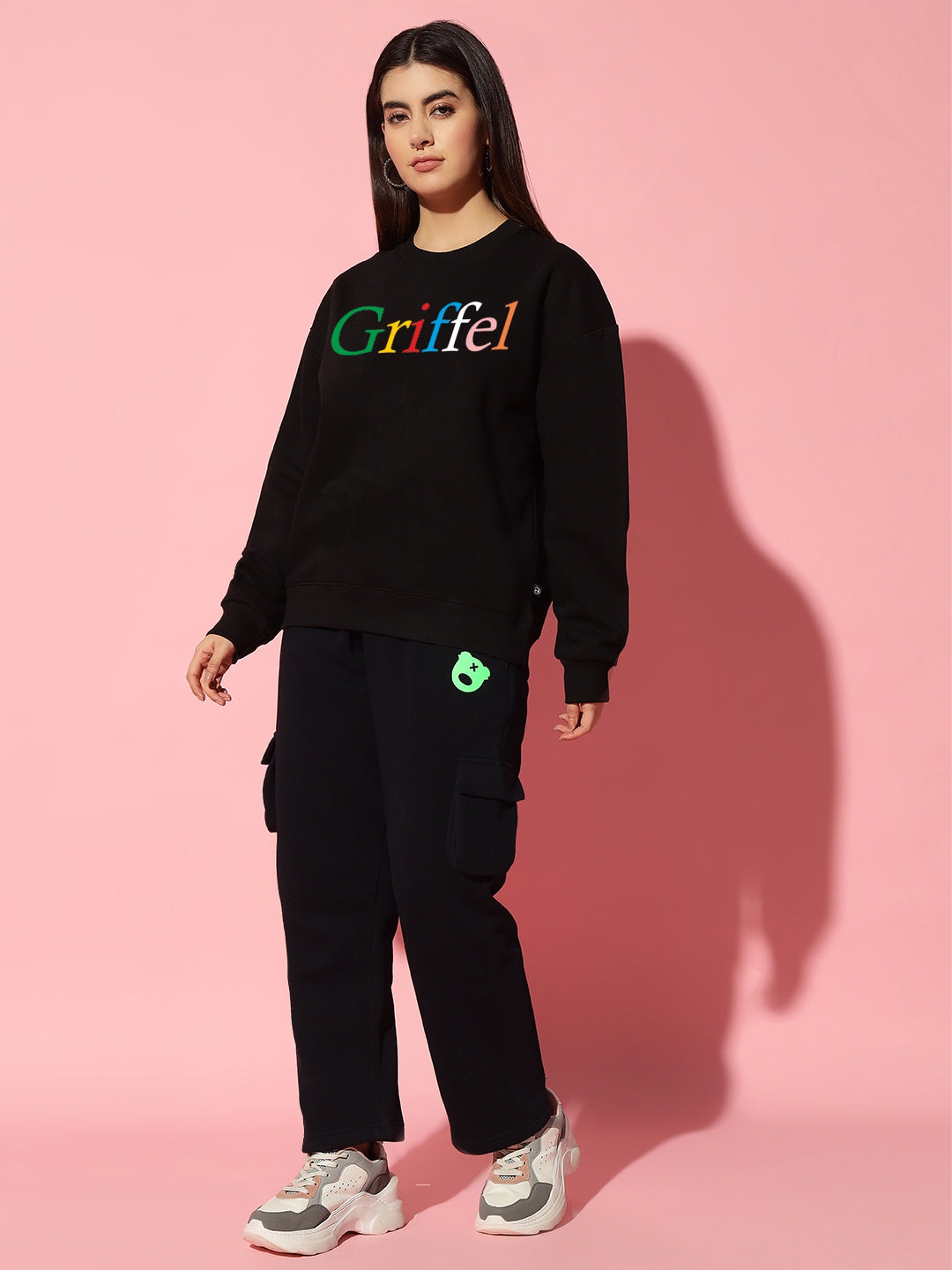 Colour Code Cotton Fleece Black round neck Sweatshirt 🌈
