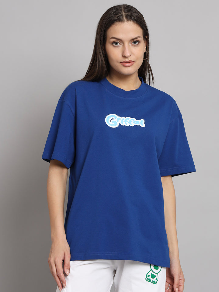 GRIFFEL Women I SAY MORE Printed Loose fit Royal T-shirt - griffel