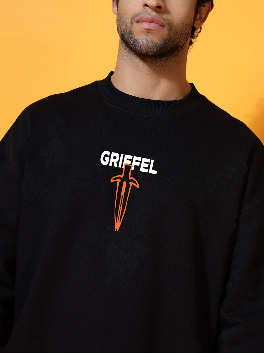 Dagger Strike Oversized black Cotton Fleece round neck Sweatshirt 🗡️