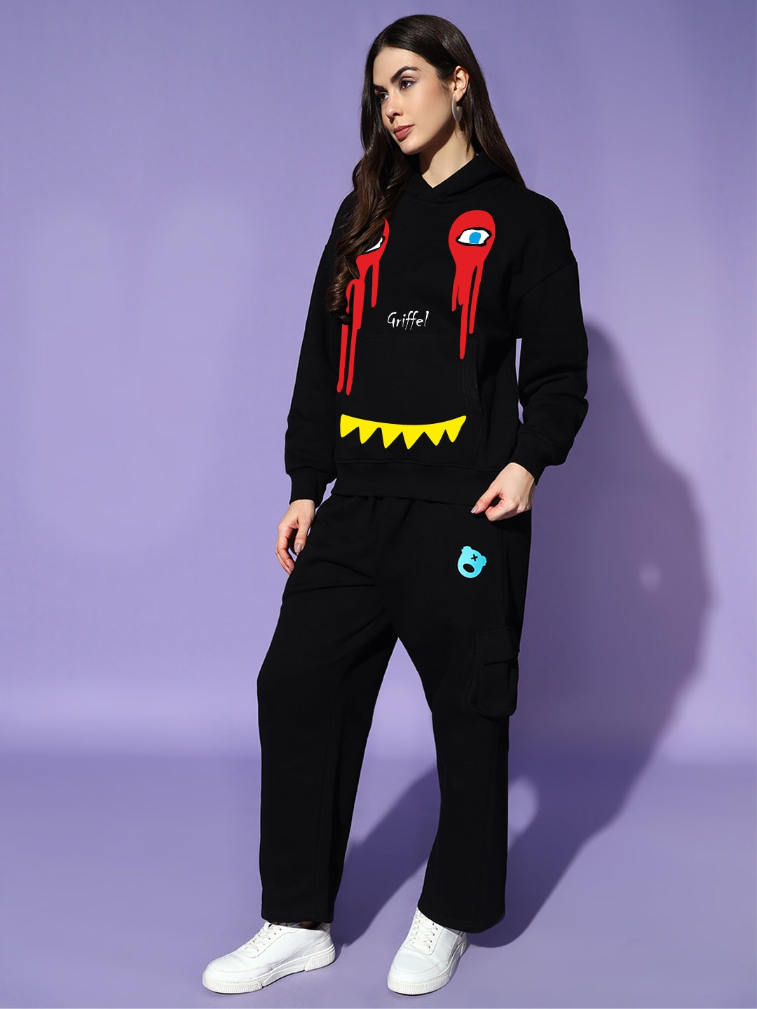 Street Monster Oversized Cotton Fleece Black Hoodie 😈